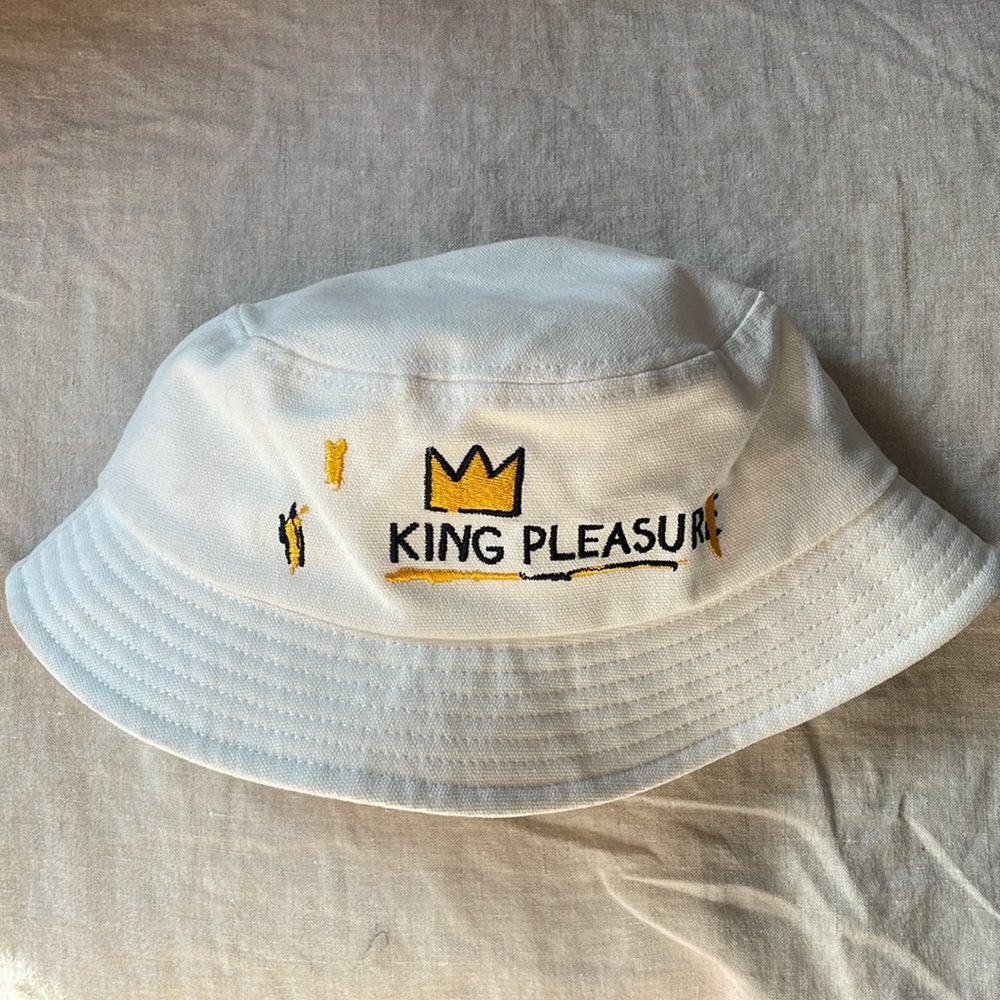 Jean-Michel Basquiat bucket hat from the exhibition.